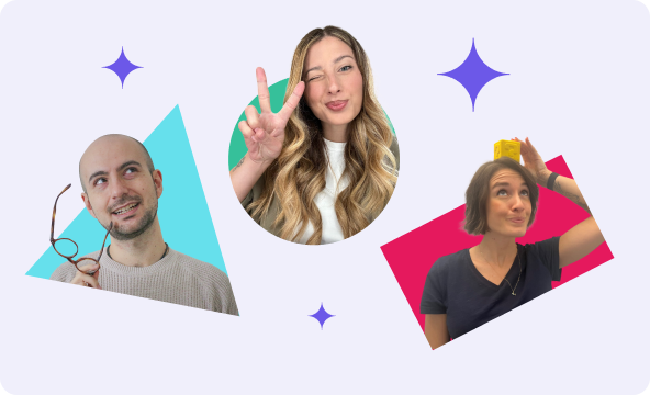 Un collage con tre facce sorridenti di NeNner: due ragazze e un ragazzo